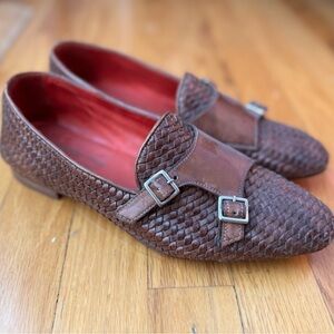 Genuine Italian Leather Woven Loafers